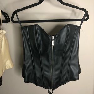 Black zip up corset lace back